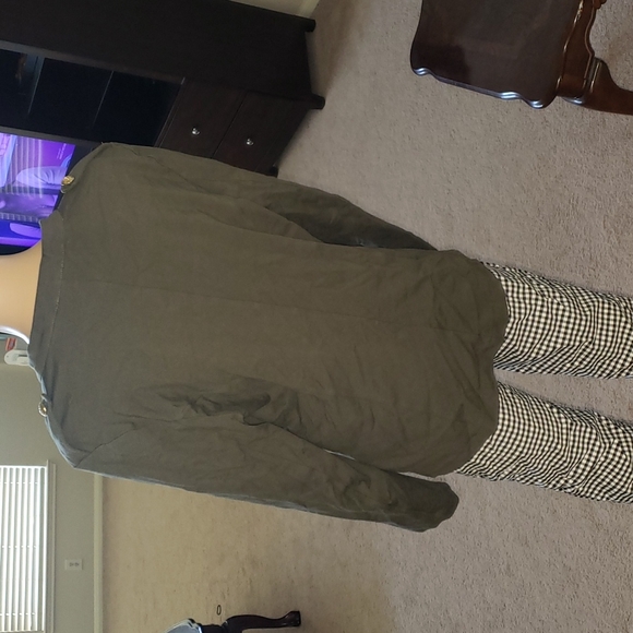 Marc New York L Green military jacket rayon nylon spandex long lines - Picture 4 of 7